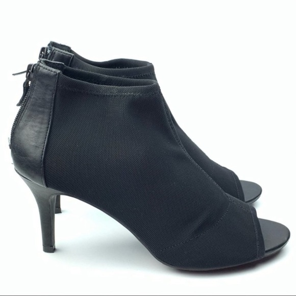 Tahari Shoes - Tahari Dixie Peep Toe Mesh Leather Back Zip Peep Toe Ankle Booties Heels